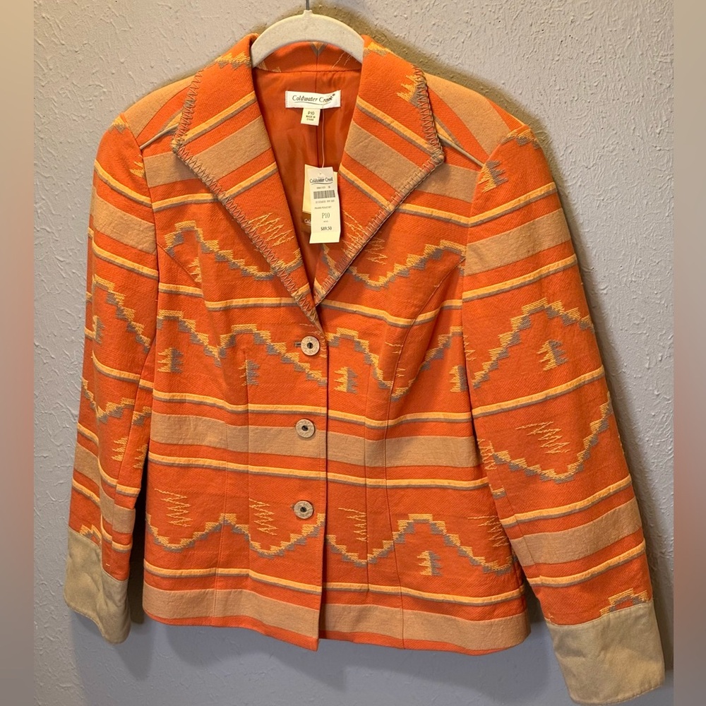 Coldwater Creek Western Aztec Blazer Jacket Tapestry Women’s 10 Petite 10P NWT